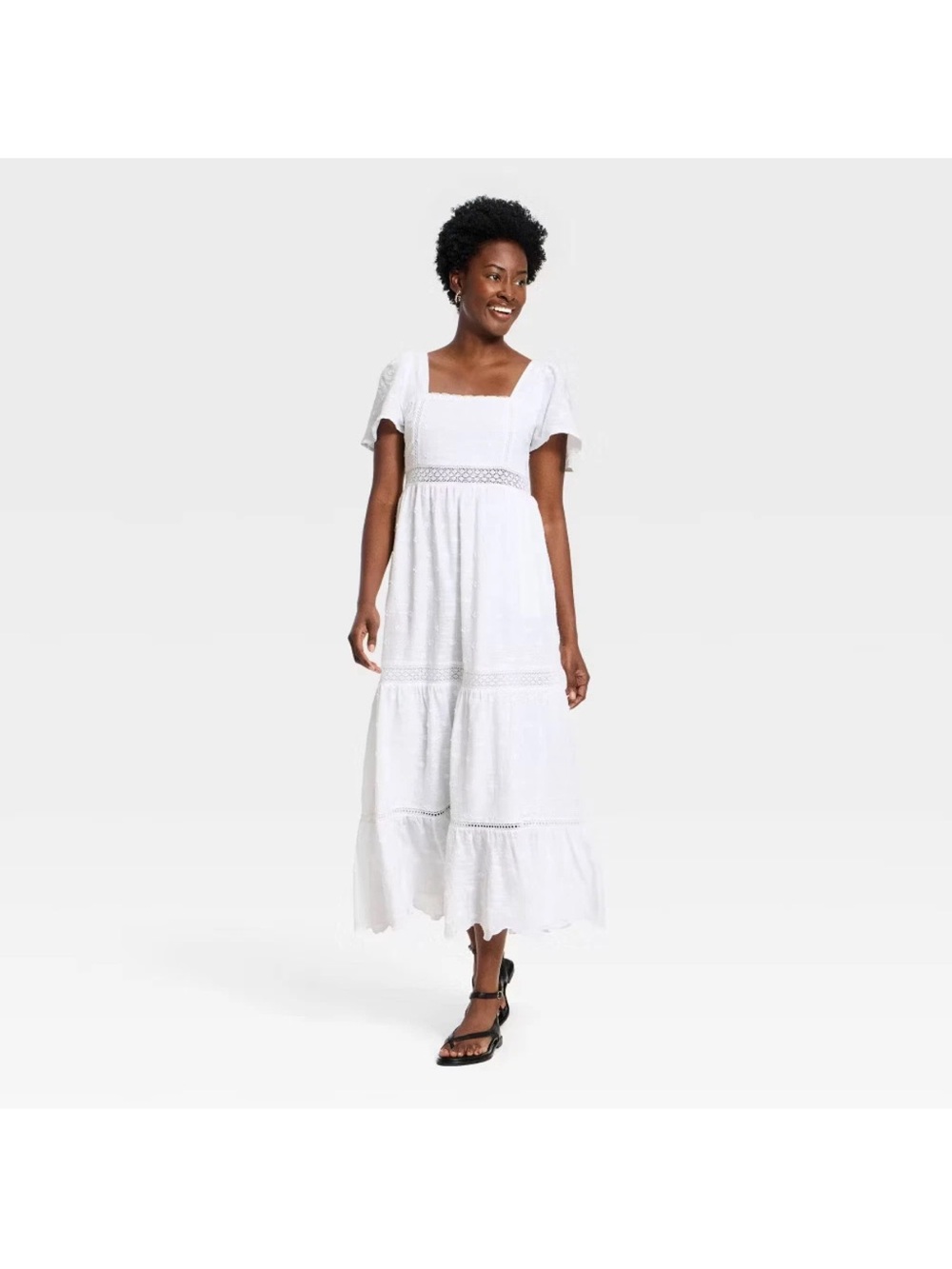 Women Ruffle Short Sleeve Maxi Sundress - Universal Thread size small nwot - Picture 5 of 5